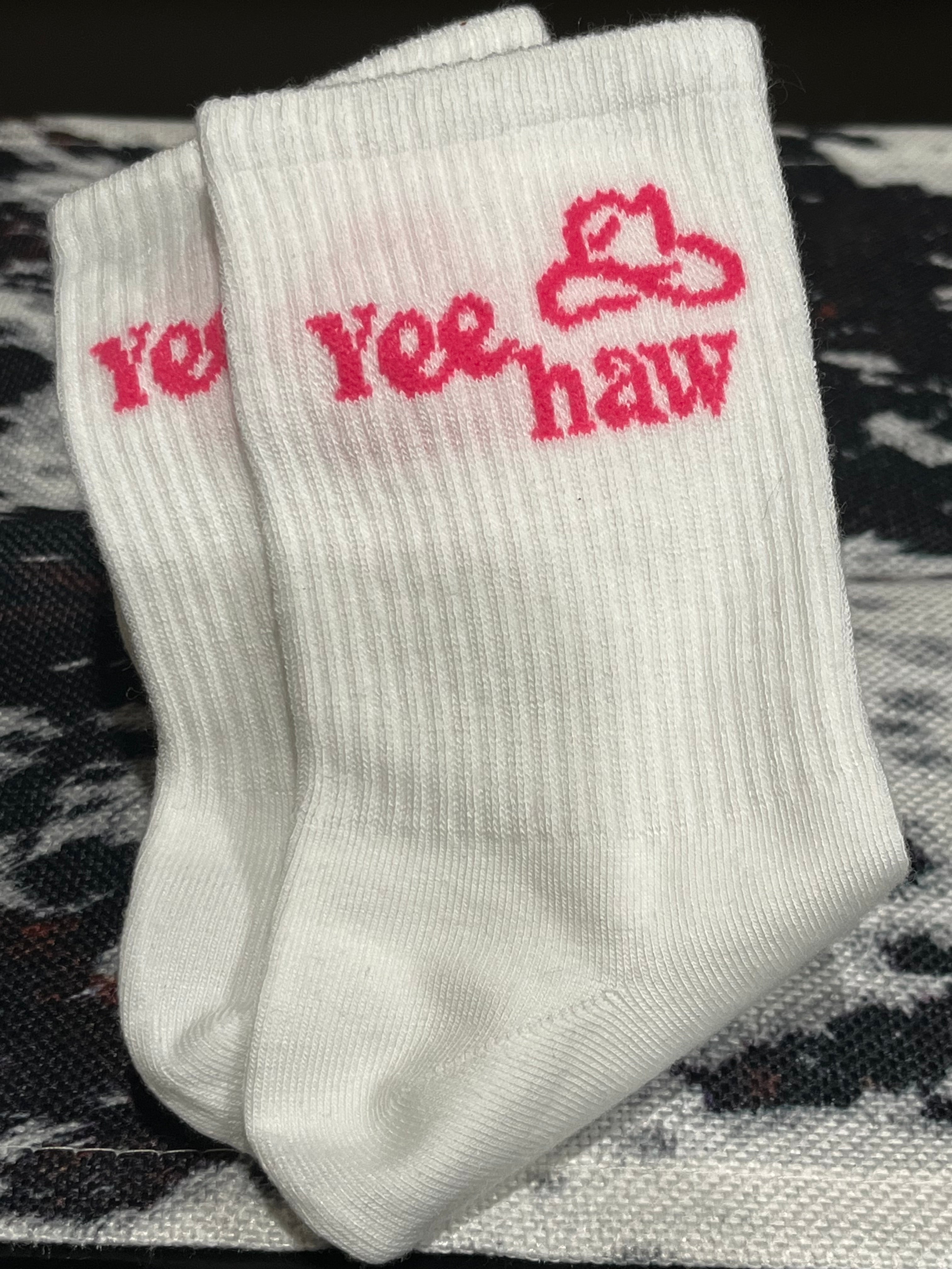 White and pink letters Socks